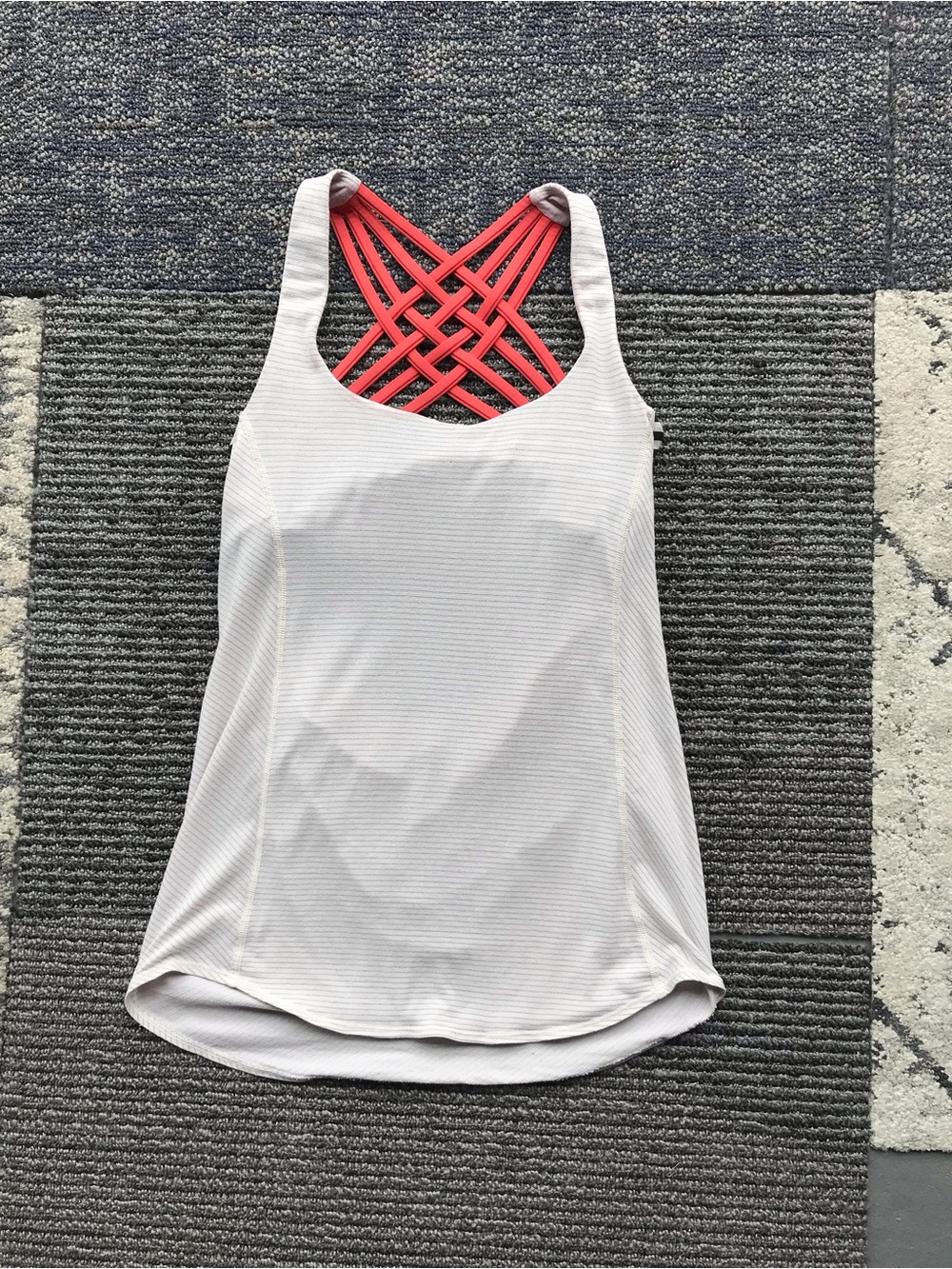 lululemon athletica White Tank with Coral Lattice Back